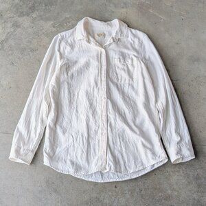 Marine Layer White Cotton Button Front Shirt medium